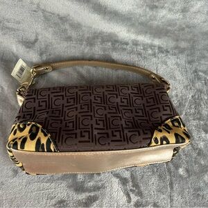 VTG Y2K NOS Liz Claiborne‎ Signature Mini Baguette Bag Leopard Accents Wristlet